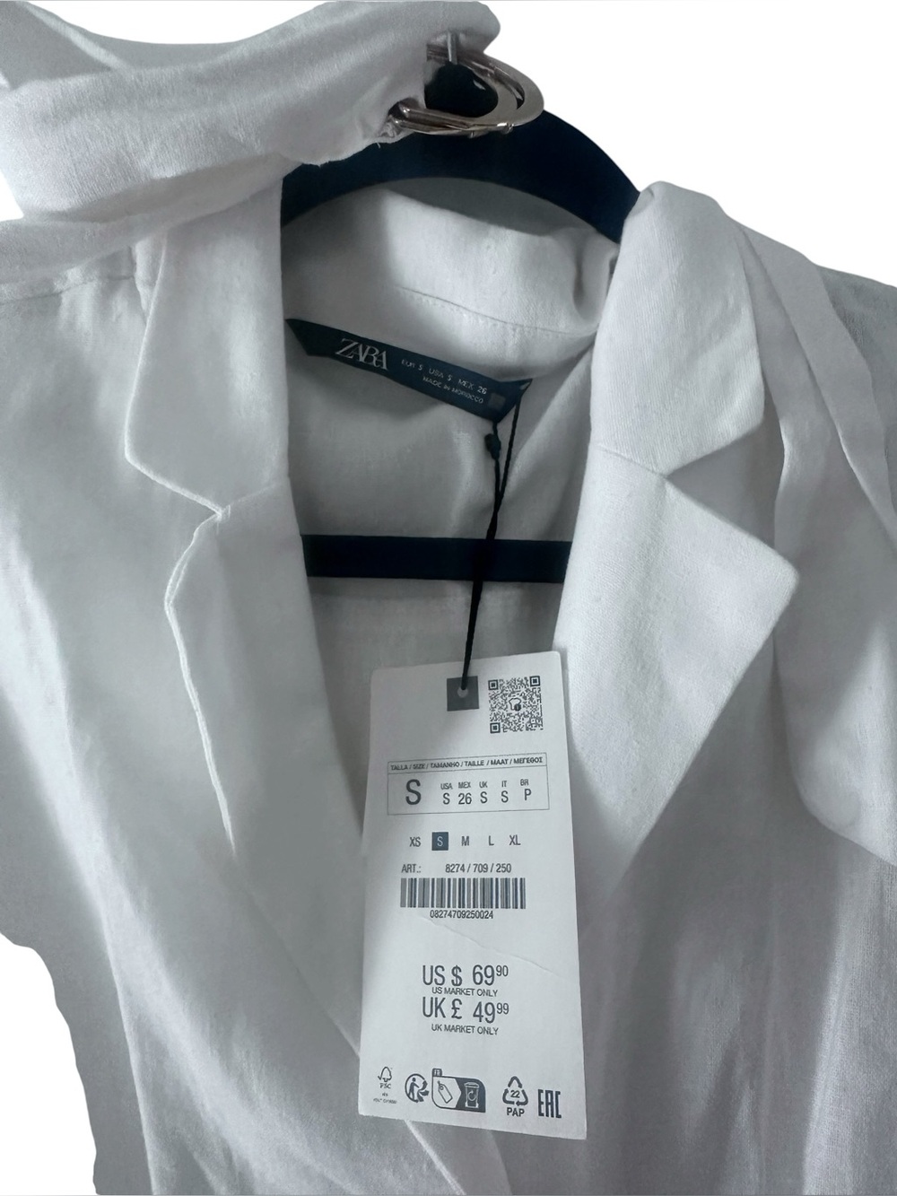 Zara White Button-Front Belted Poplin Maxi Dress - Picture 3 of 10
